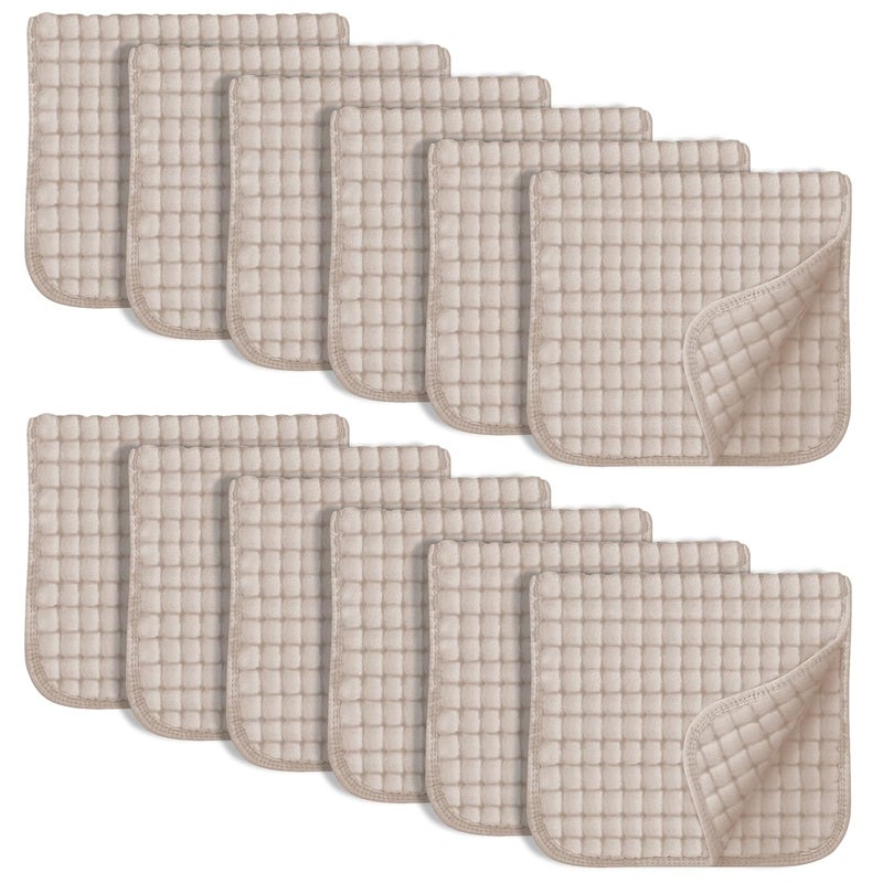 SWEET DOLPHIN 12 Pack Muslin Burp Cloths Large 100% Cotton Hand Washcloths for Baby - Baby Essentials Extra Absorbent and Soft Boys & Girls Milk Spit Up Rags for Newborn Registry - Brown, 20" X10" - Image 1